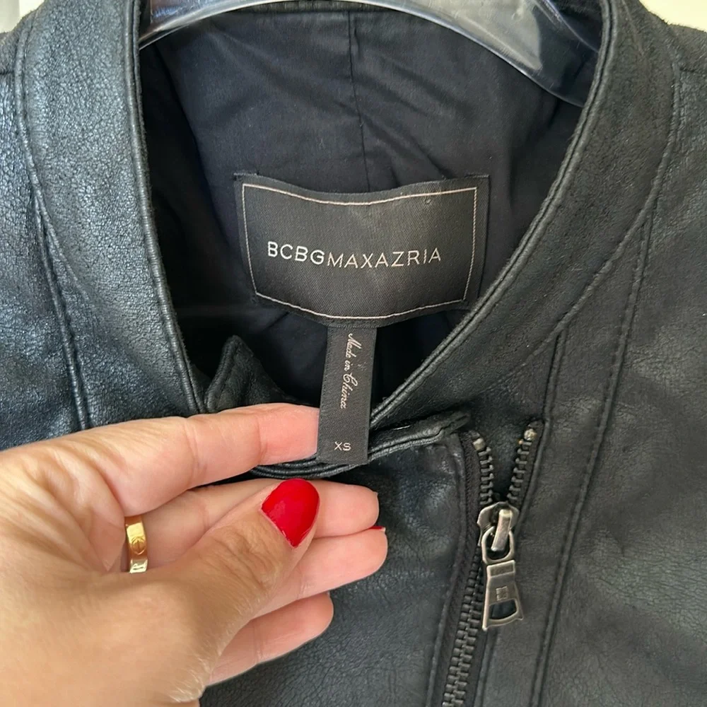 Beautiful BCBG MAX AZRIA Misa Blocked Jacket Moto Jacket - Picture 3 of 7